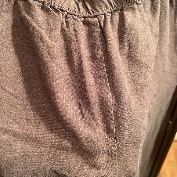 H&M linen blend chocolate brown high waist paper bag trouser sz 10 - Picture 4 of 5